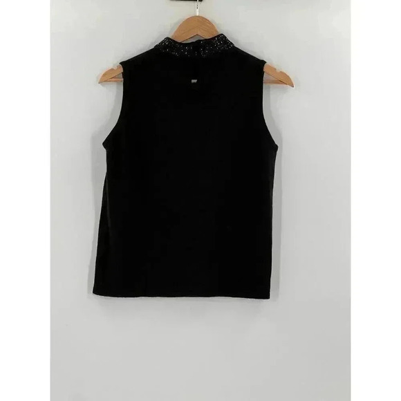 VINTAGE Designers Originals Sequin Black Turtleneck Sleeveless Sweater SMALL - Picture 6 of 9
